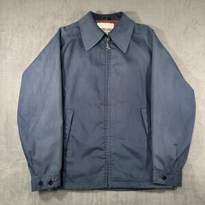 Zero King Jacket Blue Mens 38 Vintage USA Plaid Lined Windbreaker Coat Zip